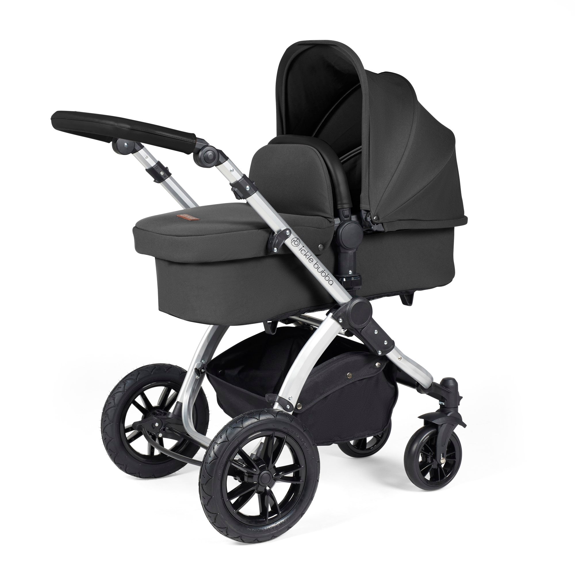 Stomp Luxe - All in one i-Size Travel System - Charcoal Grey with Silver Chassis