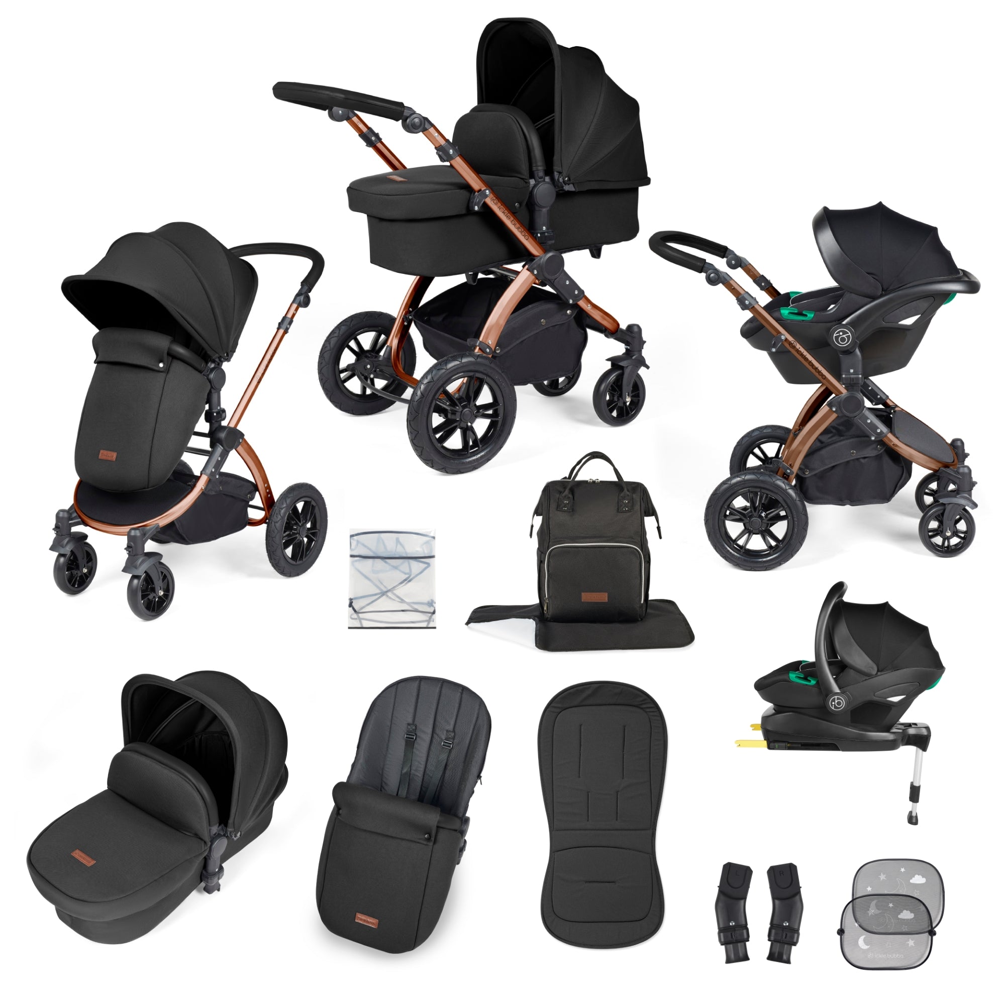 Stomp Luxe - All in one i-Size Travel System - Midnight with Bronze Chassis