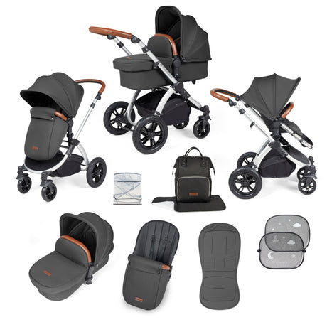 Stomp Luxe 2 in 1 Pushchair - Charcoal Grey with Silver Chassis