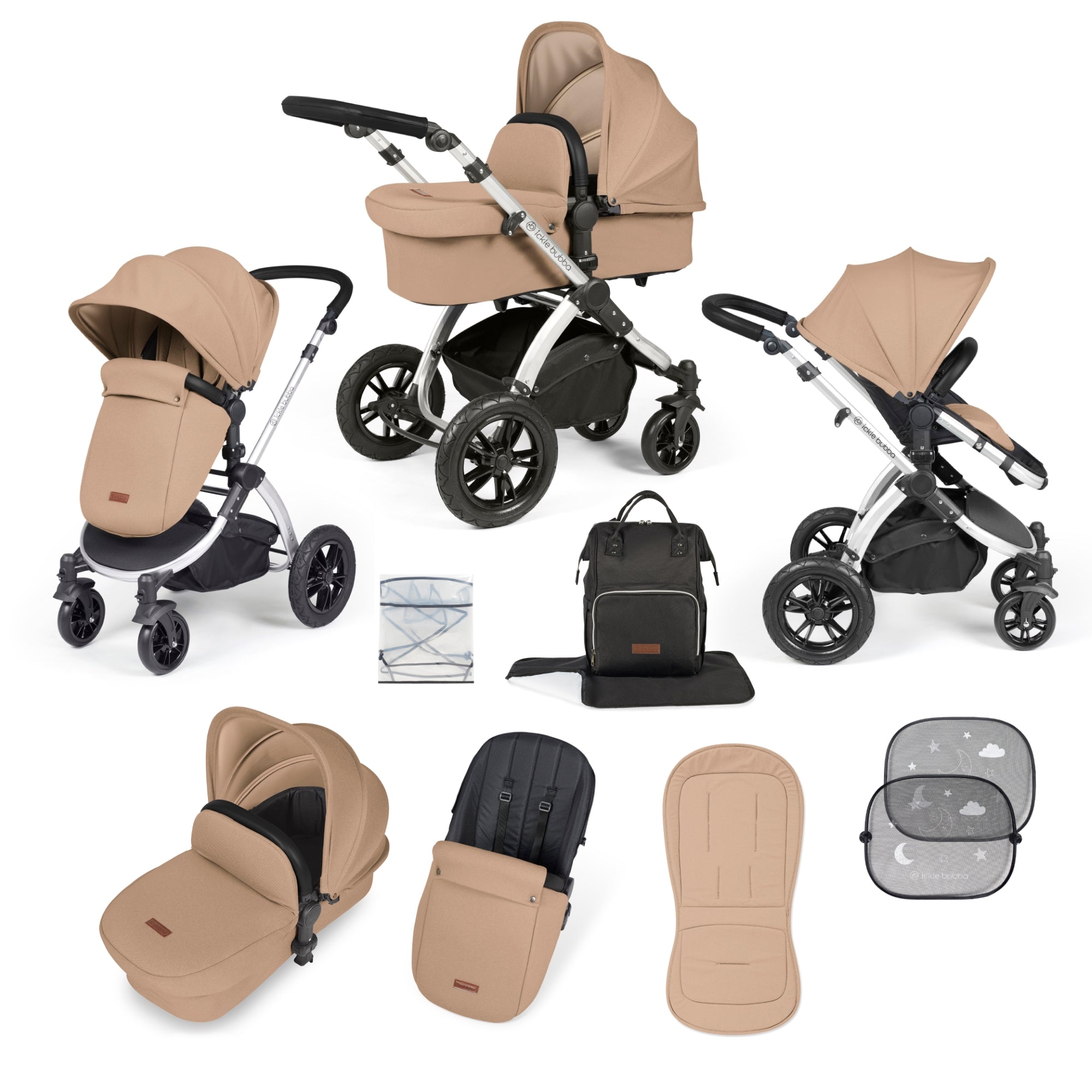 Stomp Luxe 2 in 1 Pushchair - Desert with Silver Chassis