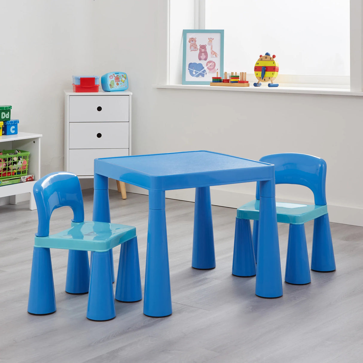 Kids Plastic Table & Chairs - Blue