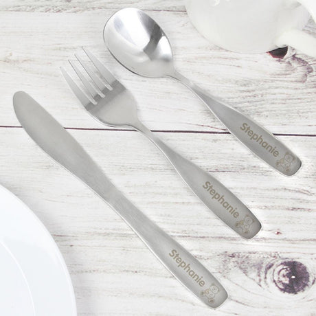Teddy - Personalised 3 Piece Cutlery Set - Junior Bambinos