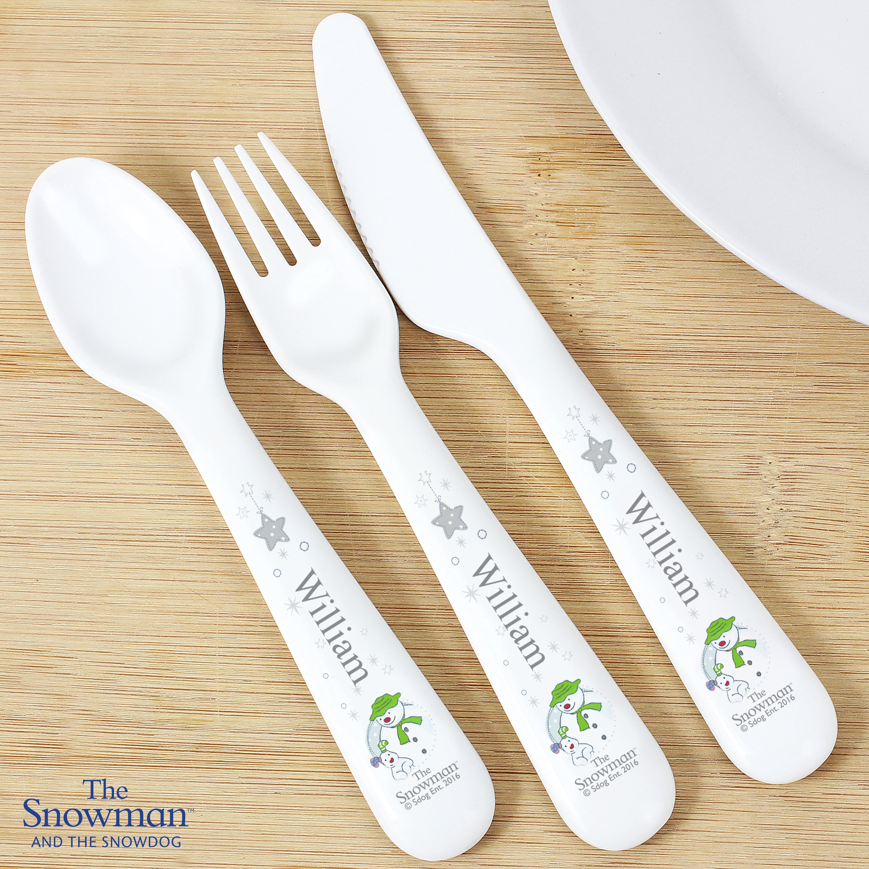 The Snowman & The Snowdog Personalised 3 Piece Cutlery Set - Personalised Memento Company - Junior Bambinos