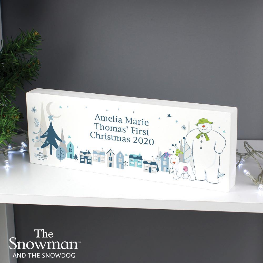 The Snowman and the Snowdog Wooden Block Sign - Personalised - Junior Bambinos