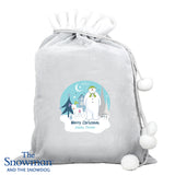 The Snowman and the Snowdog Luxury Silver Grey Pom Pom Sack - Personalised Memento Company - Junior Bambinos