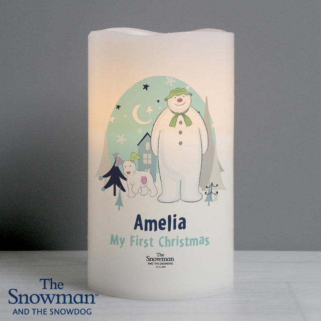The Snowman and The Snowdog - Personalised LED Nightlight Candle - Junior Bambinos