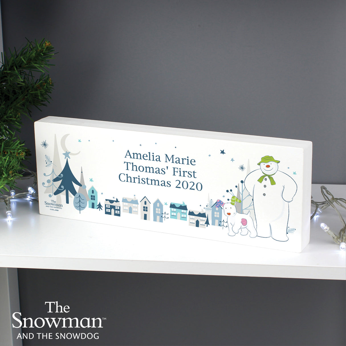 The Snowman and the Snowdog Wooden Block Sign - Personalised - Personalised Memento Company - Junior Bambinos