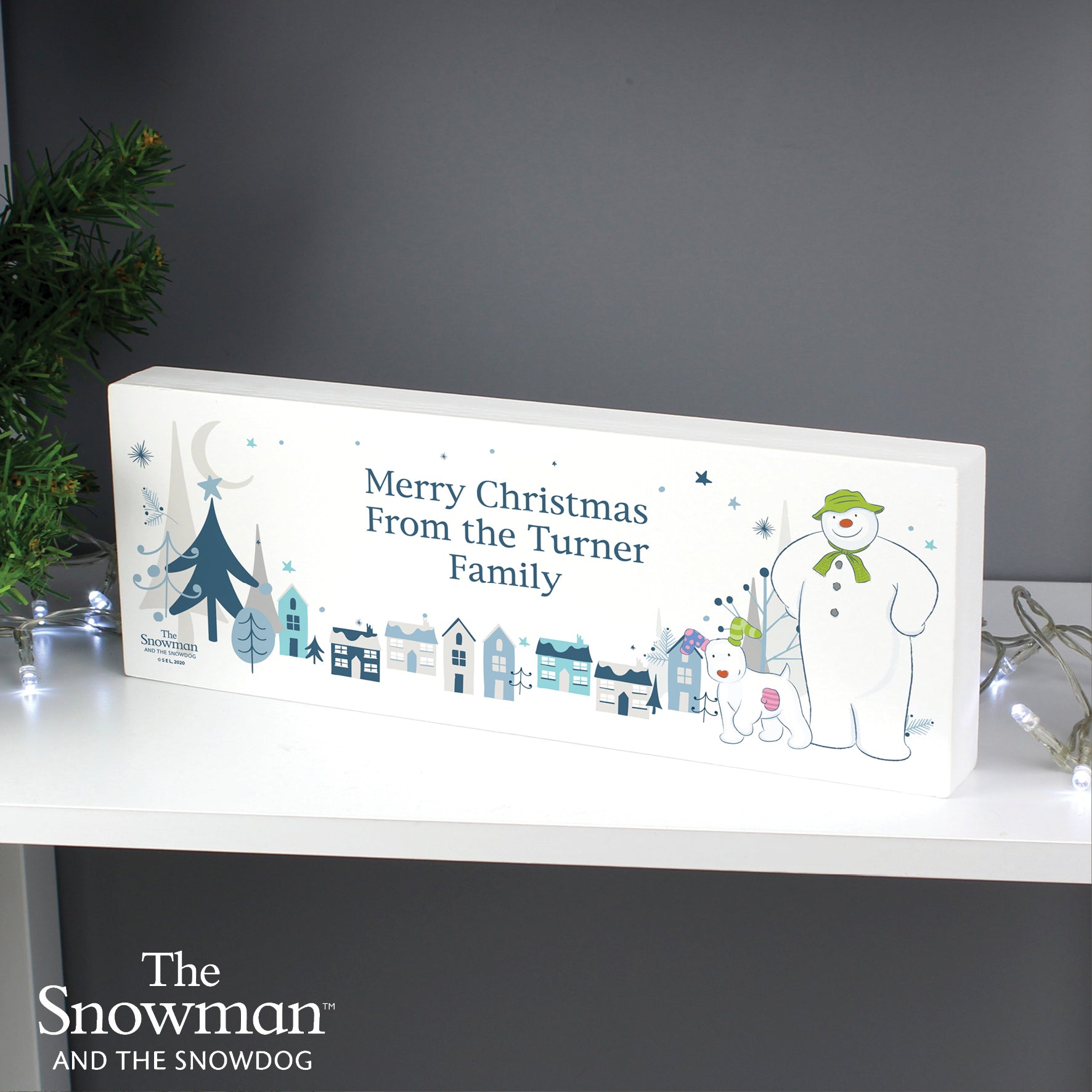 The Snowman and the Snowdog Wooden Block Sign - Personalised - Personalised Memento Company - Junior Bambinos