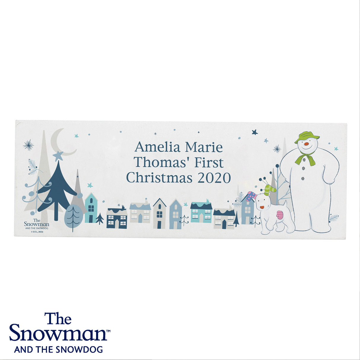 The Snowman and the Snowdog Wooden Block Sign - Personalised - Personalised Memento Company - Junior Bambinos