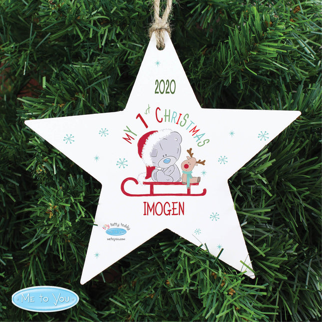 Tiny Tatty - Personalised My 1st Christmas Sleigh Star Decoration - Personalised Memento Company - Junior Bambinos