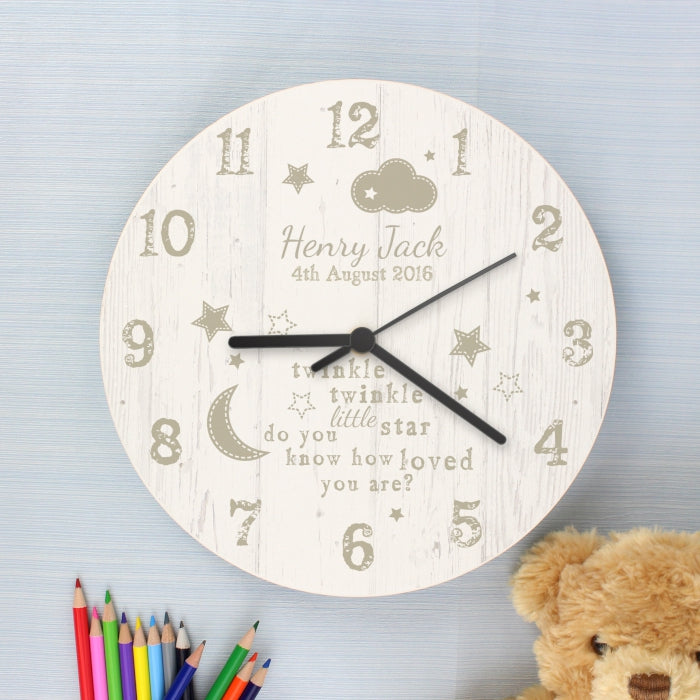 Twinkle Twinkle - Personalised Shabby Chic Wall Clock - Personalised Memento Company - Junior Bambinos