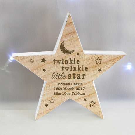 Twinkle Twinkle Personalised Wooden Star Decoration - Personalised Memento Company - Junior Bambinos