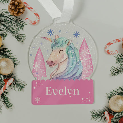 Unicorn - Acrylic Bauble - Personalised